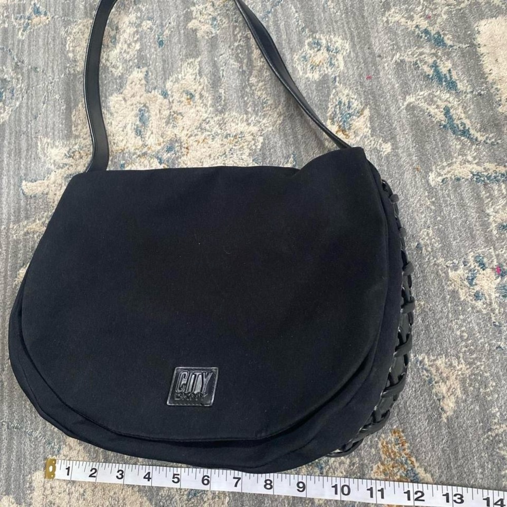DKNY City Black Suede Shoulder Bag